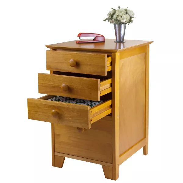 4 Drawers Studio File Cabinet Honey Brown - Vertical Storage, Home Office, L-Shaped Desk Compatible
