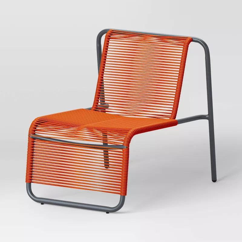 PVC Stackable Patio Lounge Chair Red