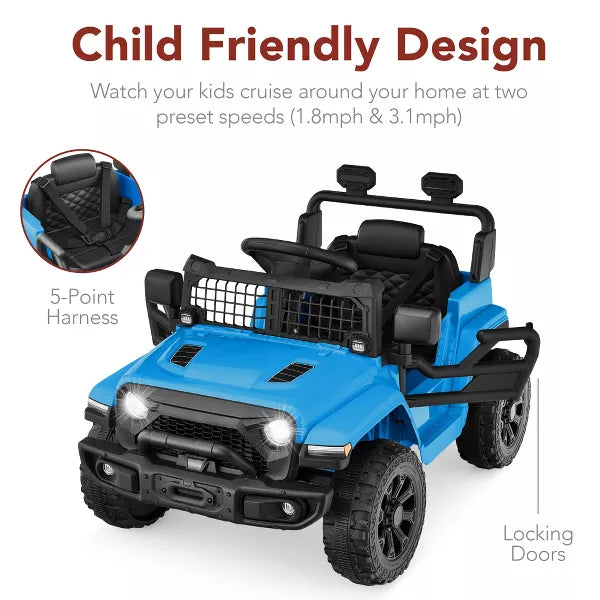 6V Kids Ride-On Truck Car w/ Parent Remote Control, 4-Wheel Suspension, LED Lights