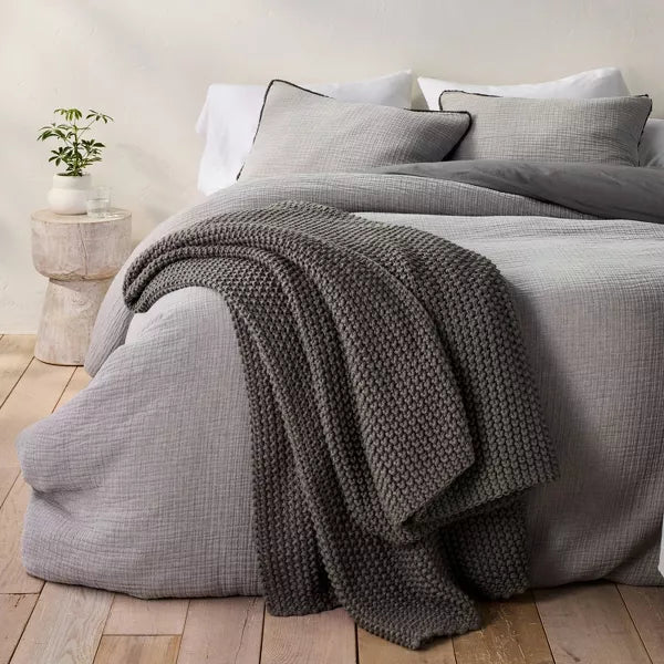 Chunky Knit Bed Blanket - Full/Queen