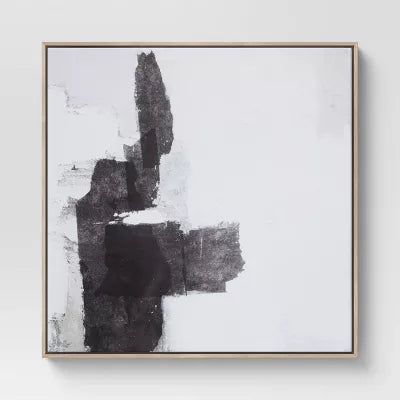 1-Piece Framed Canvas Black - Modern Style, Digital Abstract Art, Vertical Polystyrene Frame