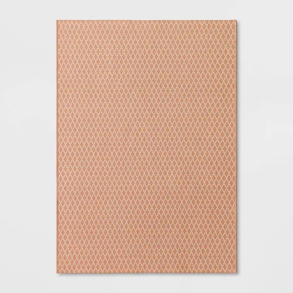 Diamond Power Loom Woven Area Rug Rust - Diamond Pattern, Flat Pile, Indoor Use, Cotton & Polyester - 4'x5'6"
