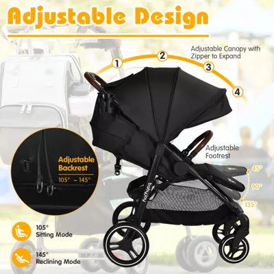 High Landscape Baby Stroller Pushchair w/ Expandable & Footmuff Canopy