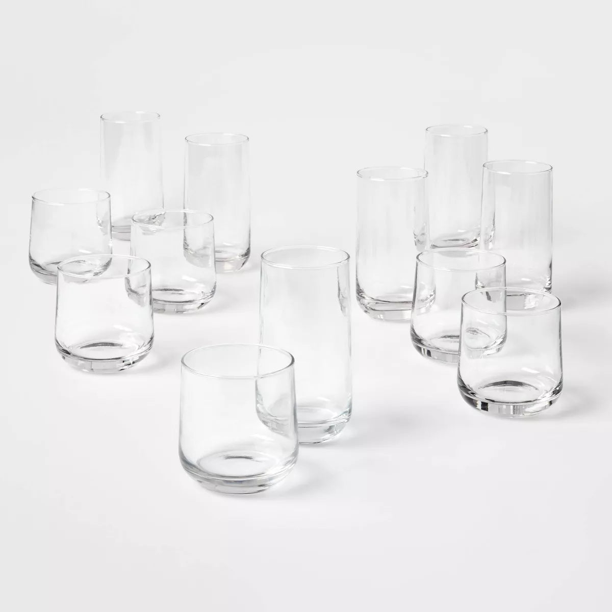 12pc Glass Shoreham Double Old Fashion and Highball Glasses Set - Drinking Glasses Set, Dishwasher-Safe