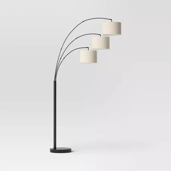 Avenal 3-Head Shaded Arc Floor Lamp Black