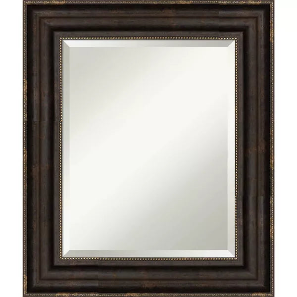 Beveled Stately Bronze Wall Mirror -  Rectangular, Polystyrene Frame, No Assembly Required