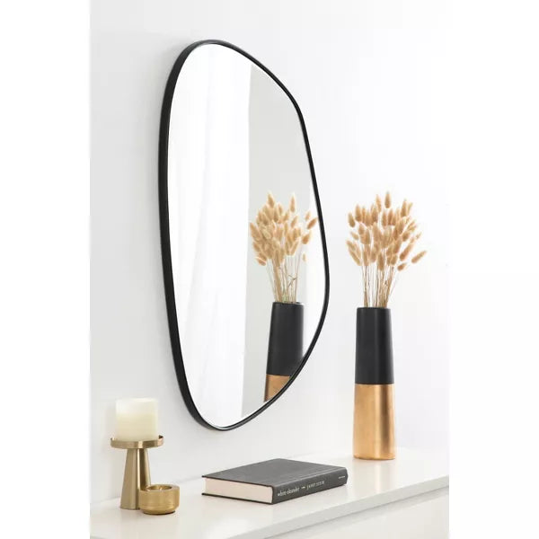 Ponder Decorative Wall Mirror Black - Asymmetric, Beveled Edge, Wall-Mount