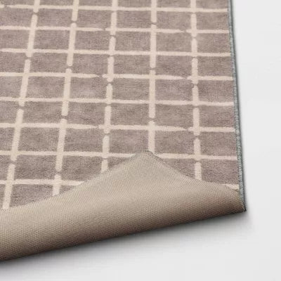Washable Small Checkered Area Rug Gray - 4'x5'6"
