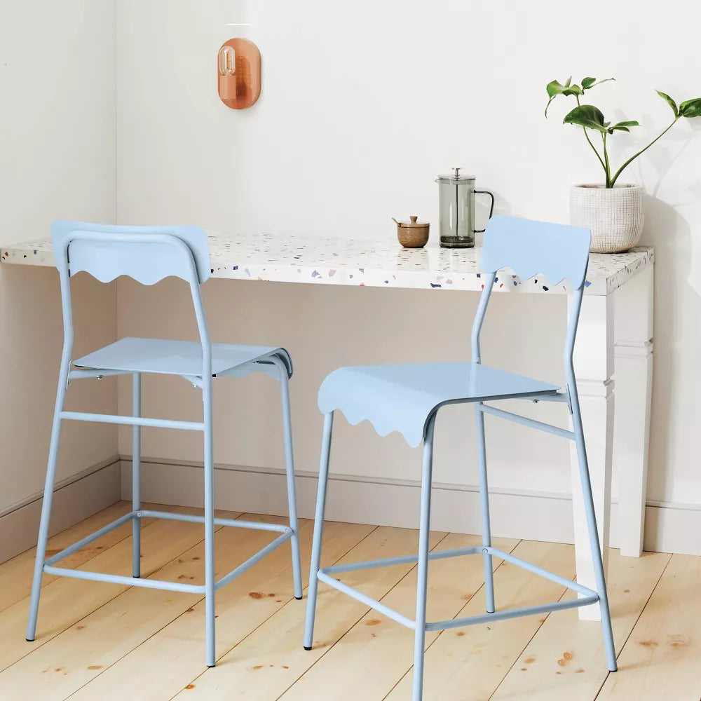 Wavy Metal Counter Height Barstool Set of 2 – Salvage & Co Indy
