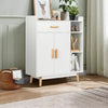 Floor Storage Cabinet Free Standing Cupboard Chest w/1 Drawer 2 Doors 3 Shelves