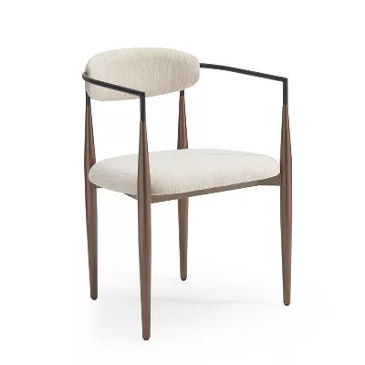 Judith Upholstered Iron Dining Chair (1-Piece), Beige and Black and Gold