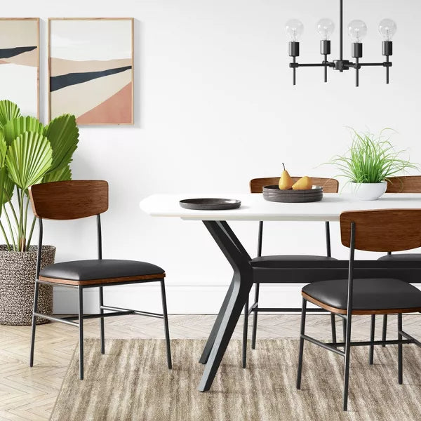2pk Telstar Mid-Century Modern Mixed Material Dining Chair
