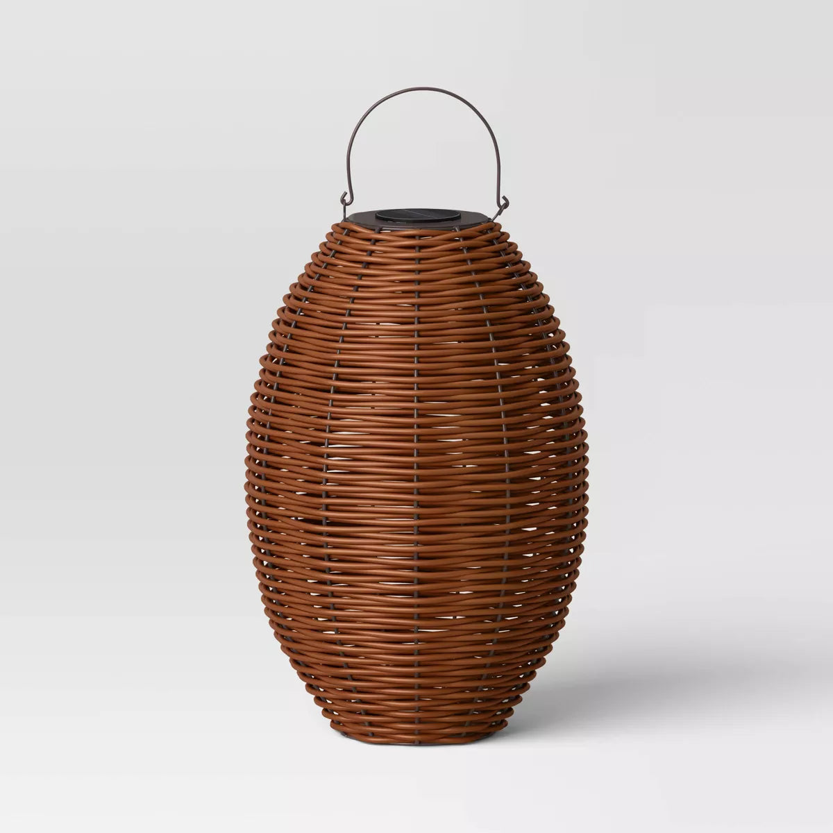 Resin Wicker Woven LED Outdoor Lantern Dark Brown