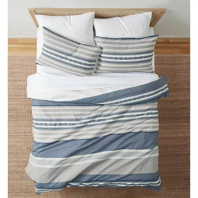 3pc Leo Comforter Set Denim, Full/Queen