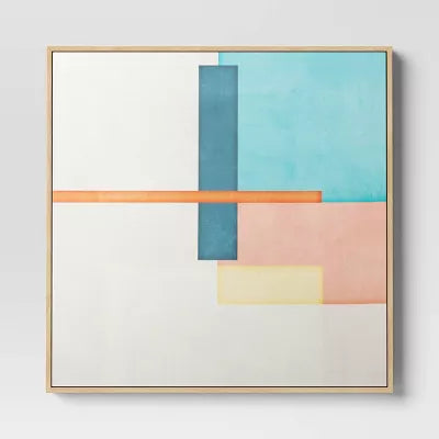 (Set of 2) Color Blocks Framed Wall Canvases
