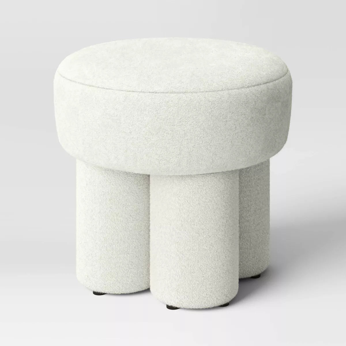 Boucle Fully Upholstered Accent Ottoman Stool SHOWROOM ITEM