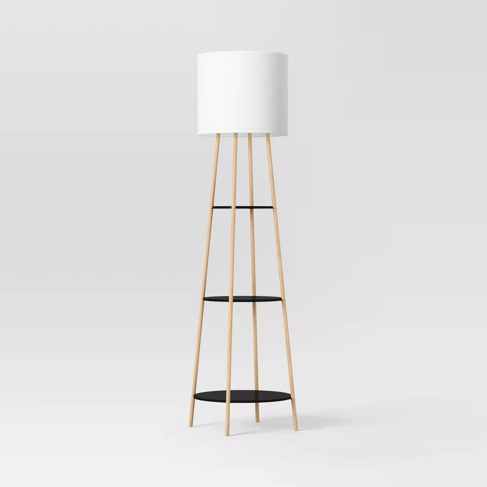 Shelf Floor Lamp Black/Natural