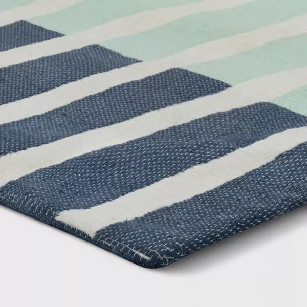 Broken Checkered Kids' Rug Green/Blue 4'x5'6"