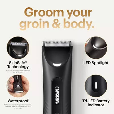 The Lawn Mower Plus Essentials Shaving Kit, SkinSafe Electric Groin and Body Hair Trimmer, Men's Grooming Gift Set