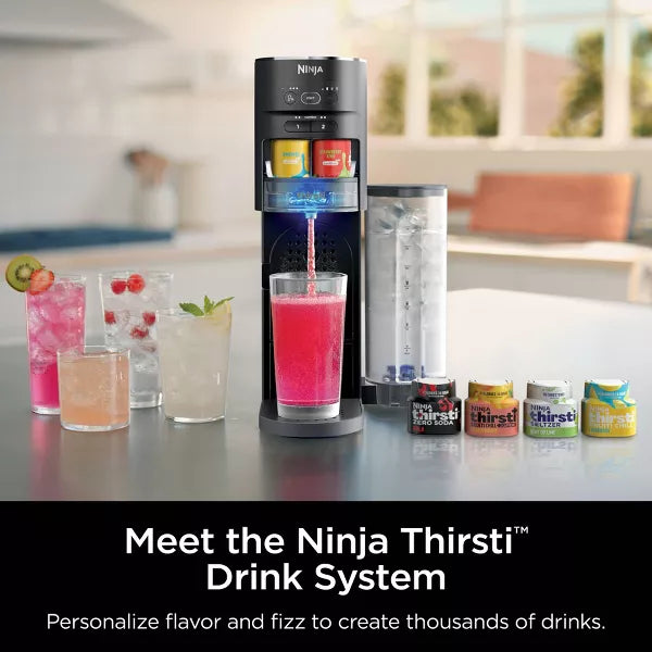 Thirsti Drink System Black: Stainless Steel & Plastic