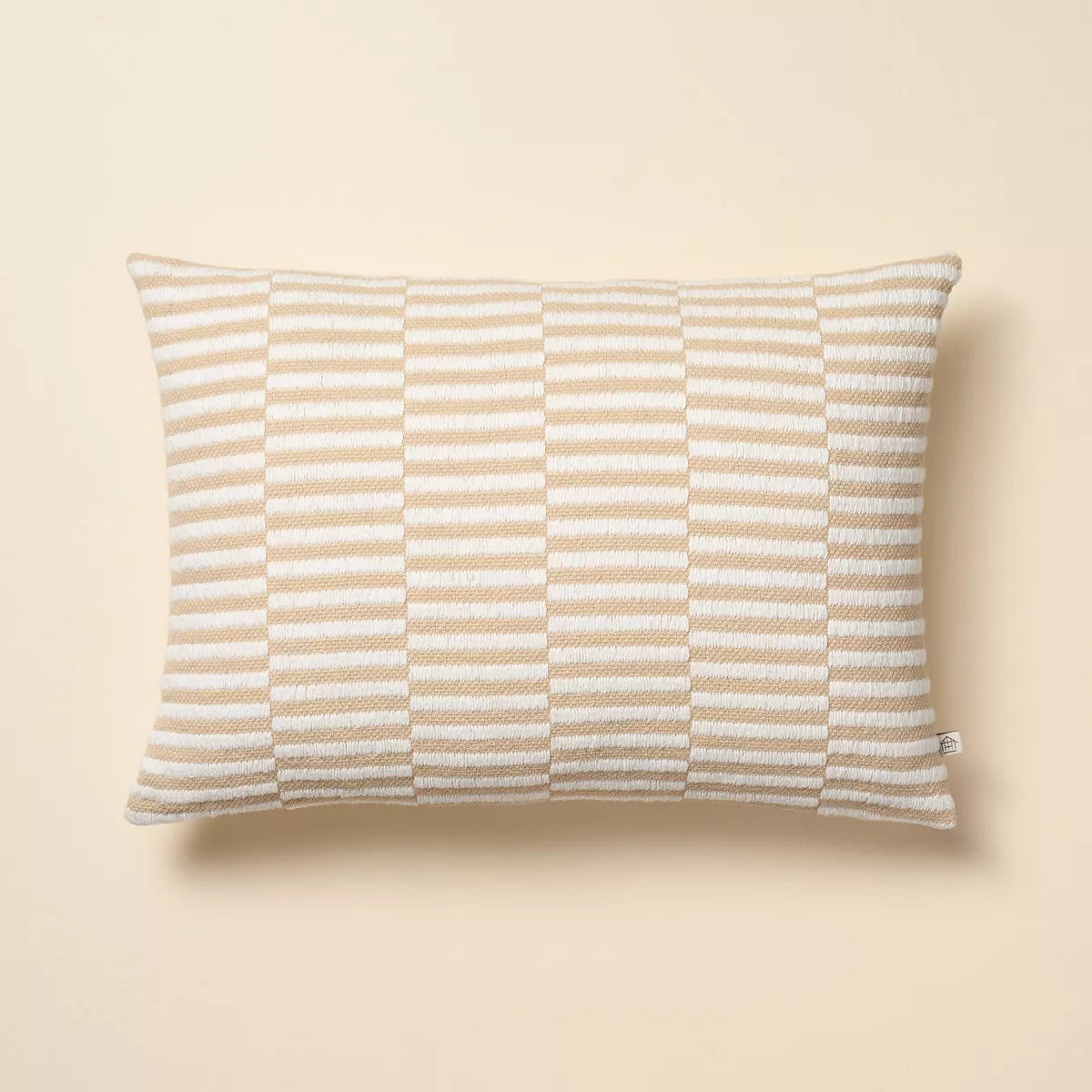 14"x20" Broken Stripe Lumbar Throw Pillow Tan/Cream - Hearth & Hand™ with Magnolia - SHOWROOM ITEM