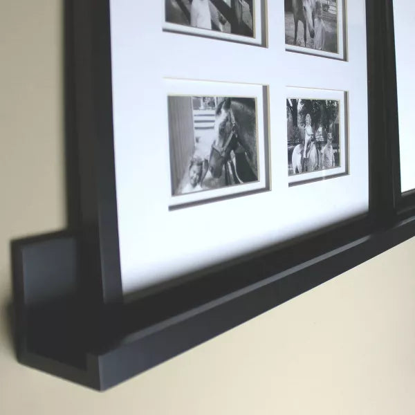 Picture Ledge Wall Shelf Black: Modern Floating Display, MDF, Includes Mounting Hardware