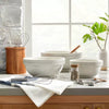 2pc Brim Stripe Stoneware Mixing/Serving Bowl Set Cream