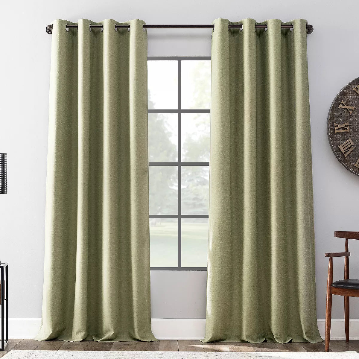 Blackout Linen Blend Grommet Top Curtain Panel