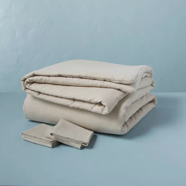 3pc Linen Blend Comforter Set - King