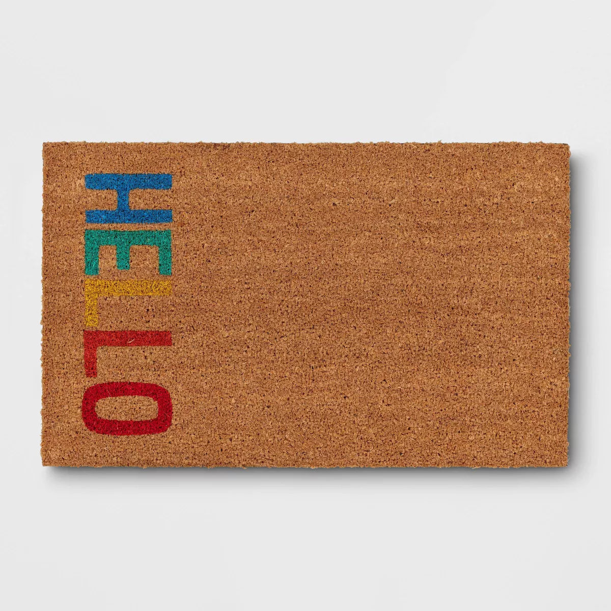 'Hello' Rainbow Coir Doormat Natural