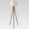 Oak Wood Tripod Floor Lamp Dark Brown