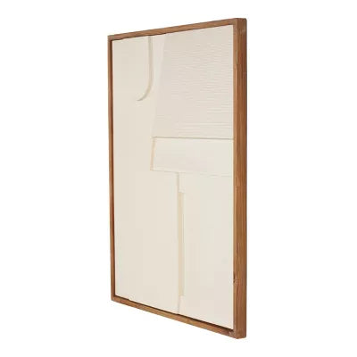 Wood Geometric Dimensional Art Deco Arched Wall Decor with Brown Frames Cream: Vertical Fir Sculpture