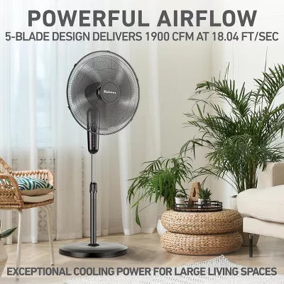 Digital Oscillating 3 Speed Stand Fan with Remote Control Black