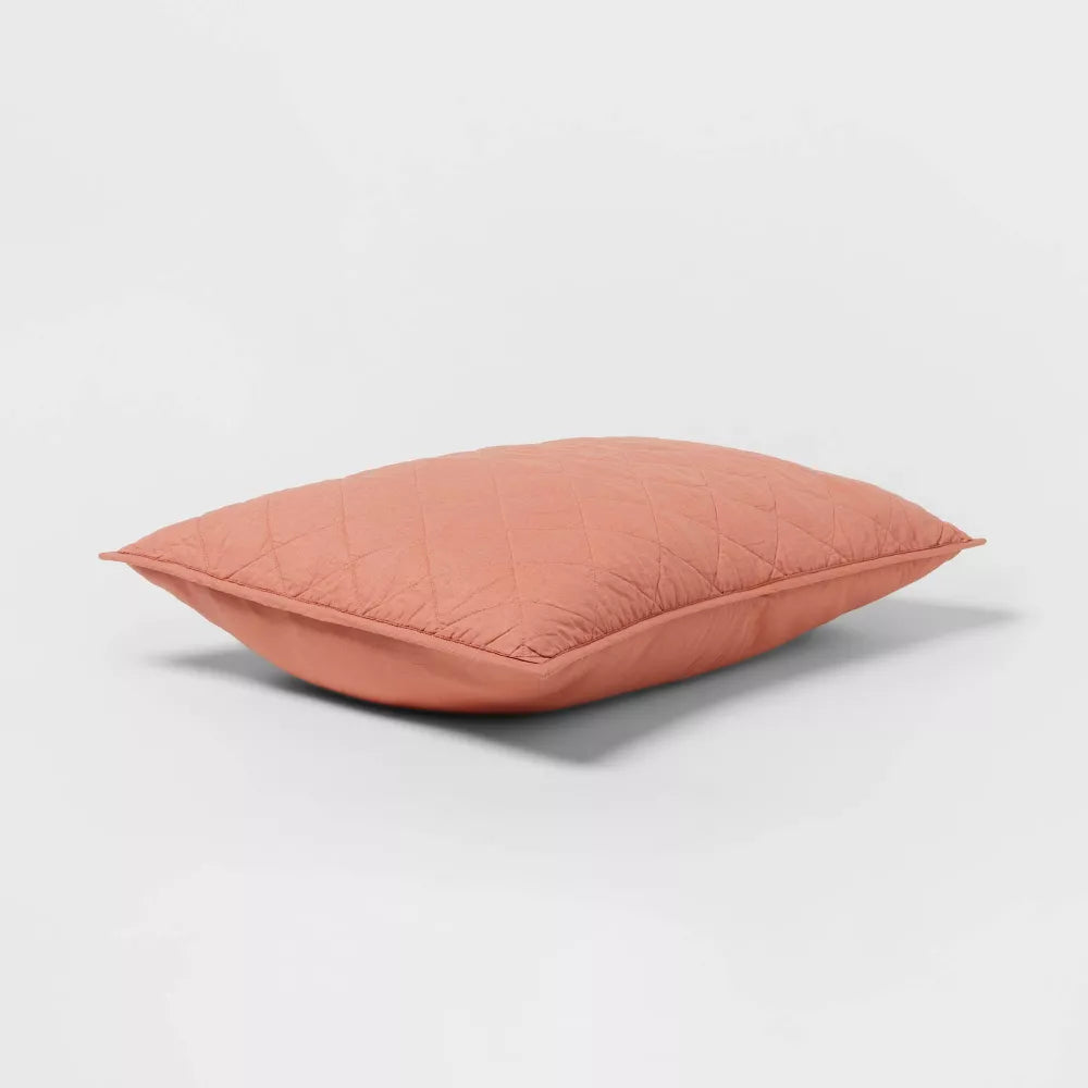 Diamond Stitch Cotton Linen Quilt Sham - King