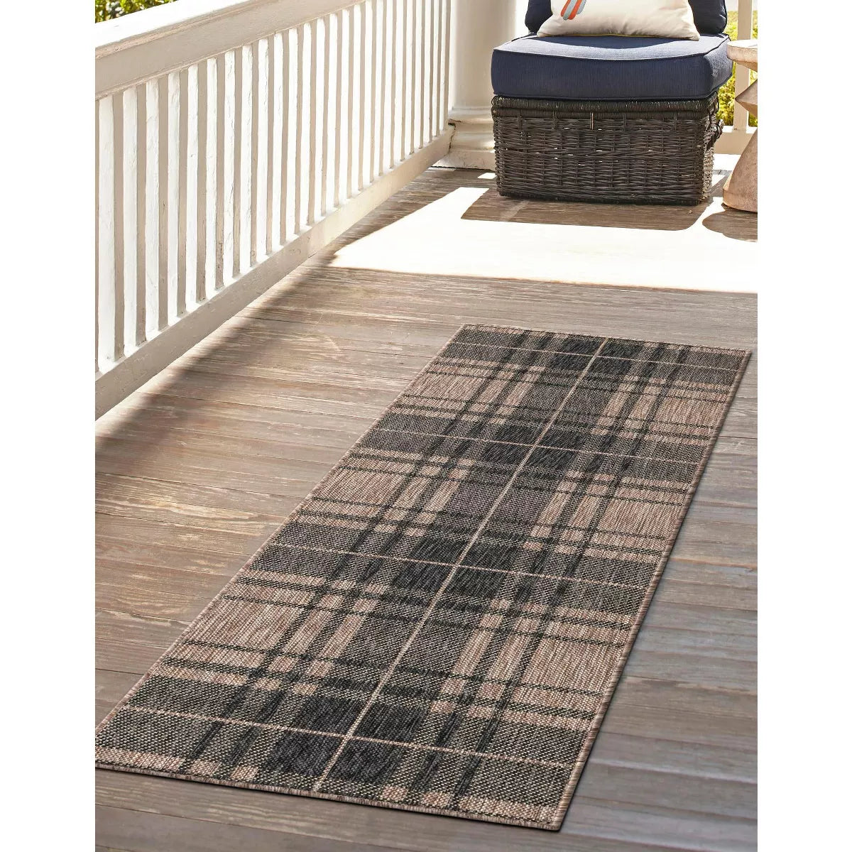 Outdoor Checkered - Buffalo Plaid Area Rug - 12ft Runner