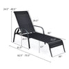 2PCS Outdoor Patio Lounge Chair Chaise Fabric Adjustable Reclining Armrest Black