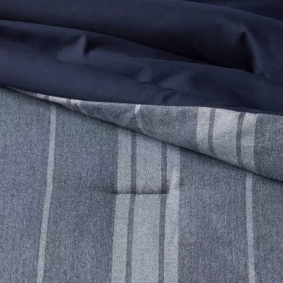 5pc Reversible Heathered Herringbone Stripe Comforter Set