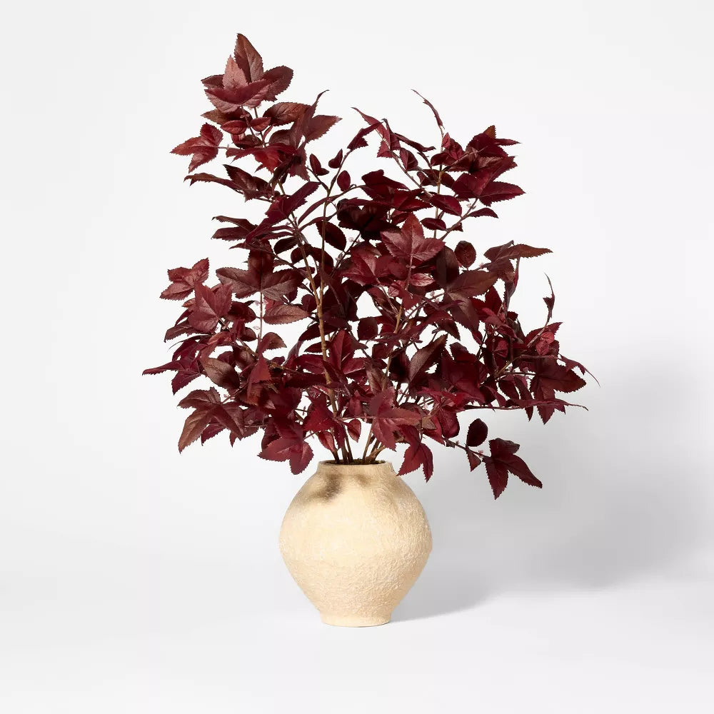 Potted Fall Leaf Arrangement in Vase Burgundy - Threshold™ designed with Studio McGee, final cut