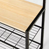 3 Tier Entry Bench with Hooks Black Metal with Natural Wood