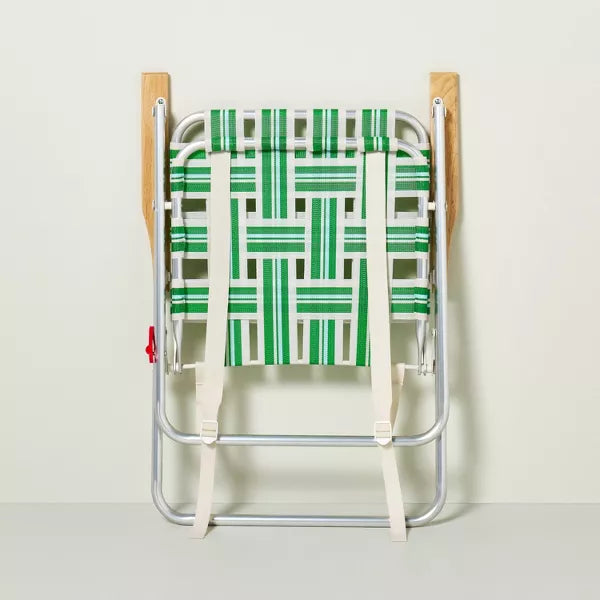 Folding Lawn Chair - Cream/Light Blue/Green