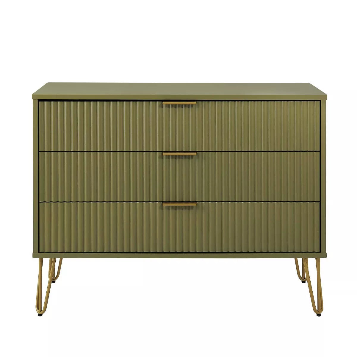 Manhattan Comfort Dumbo 3-Drawer Dresser - Olive Green SHOWROOM ITEM