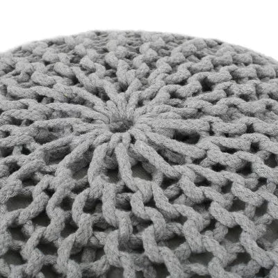 Morven Modern Knitted Cotton Round Pouf