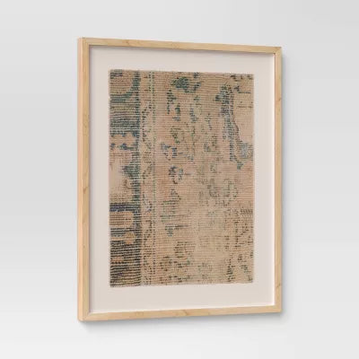 1-Piece Textured Fabric Framed Wall Art - Burlap Material, Abstract Digital Art, Beige Polystyrene Frame