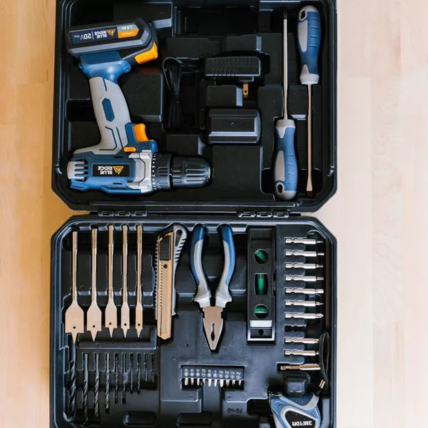 Cordless Project Kit: Lithium Battery, Power Drill Tool Set