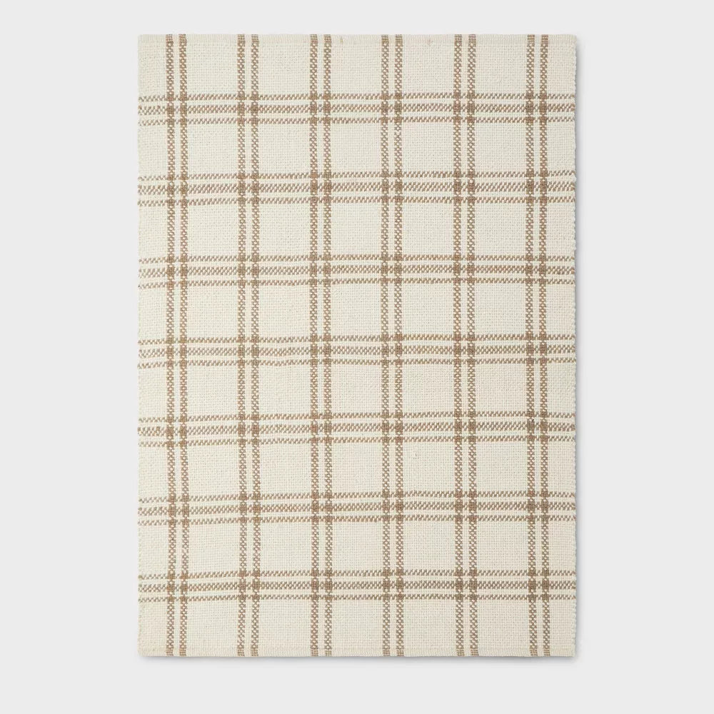 Cottonwood Handwoven Plaid Wool/Cotton Area Rug 5'x7'