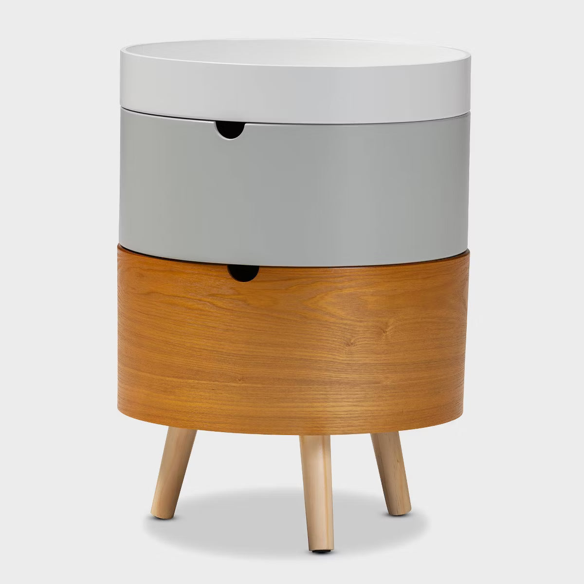 3 Tier Elison Wood Nightstand White  SHOWROOM ITEM