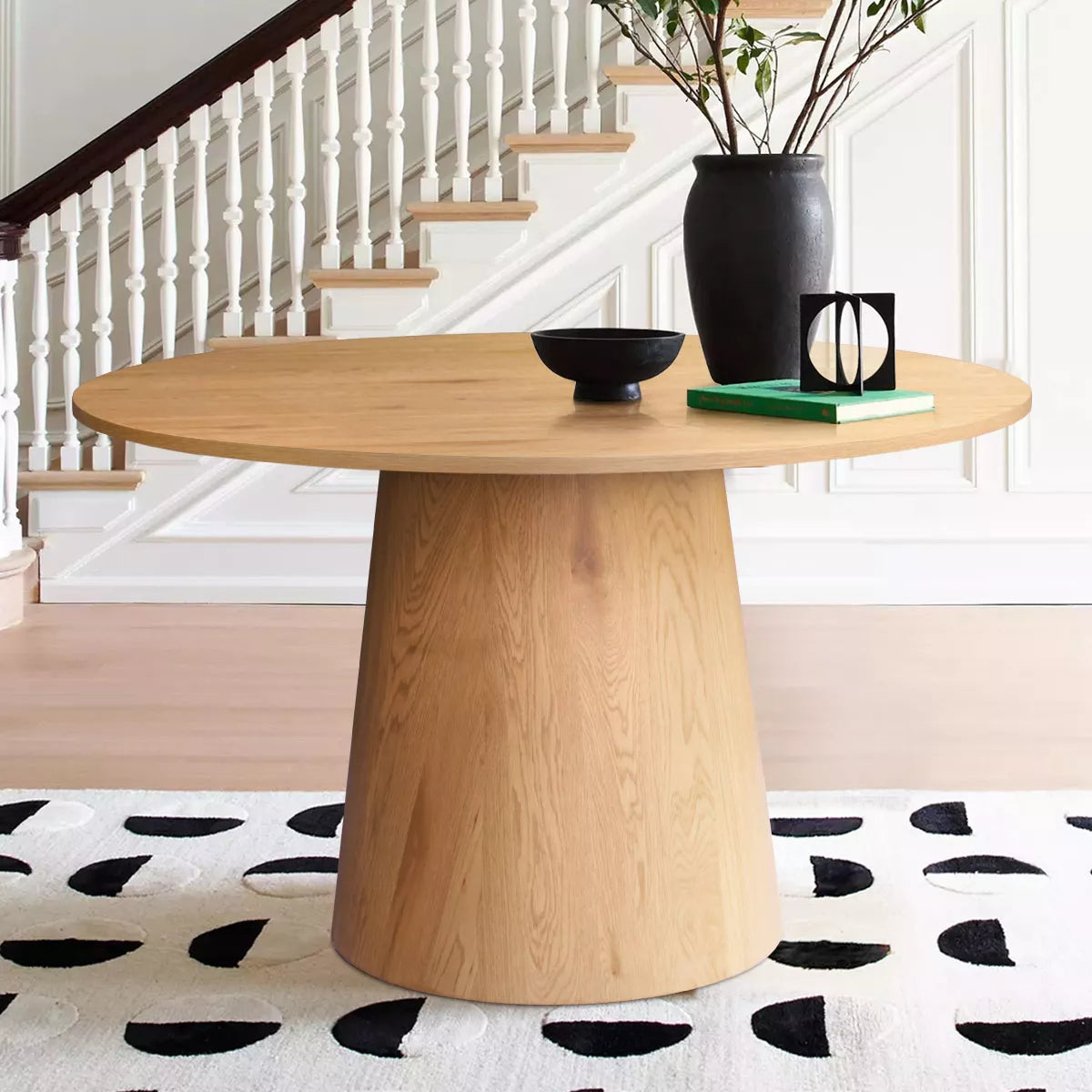 46" Grain Paper Round Top Pedestal Dining Table Natural base, White top 2 boxes