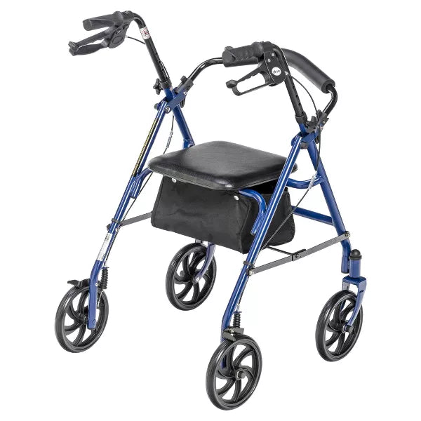 Four Wheel Walker Rollator with Fold Up Removable Back Support, Blue