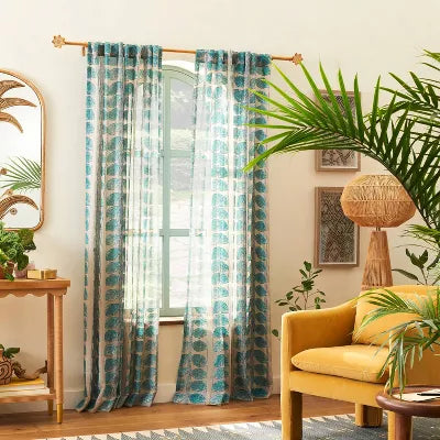 Flower Faux Wood Curtain Rod Natural Wood