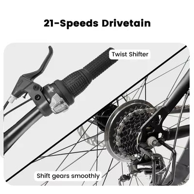 26 Inch Fat Tires Mountain Bike,  4" Wide Wheel, 21-Speed Disc Brakes, Mens Womens Trail Beach Snow Commuter City Mountain Bike